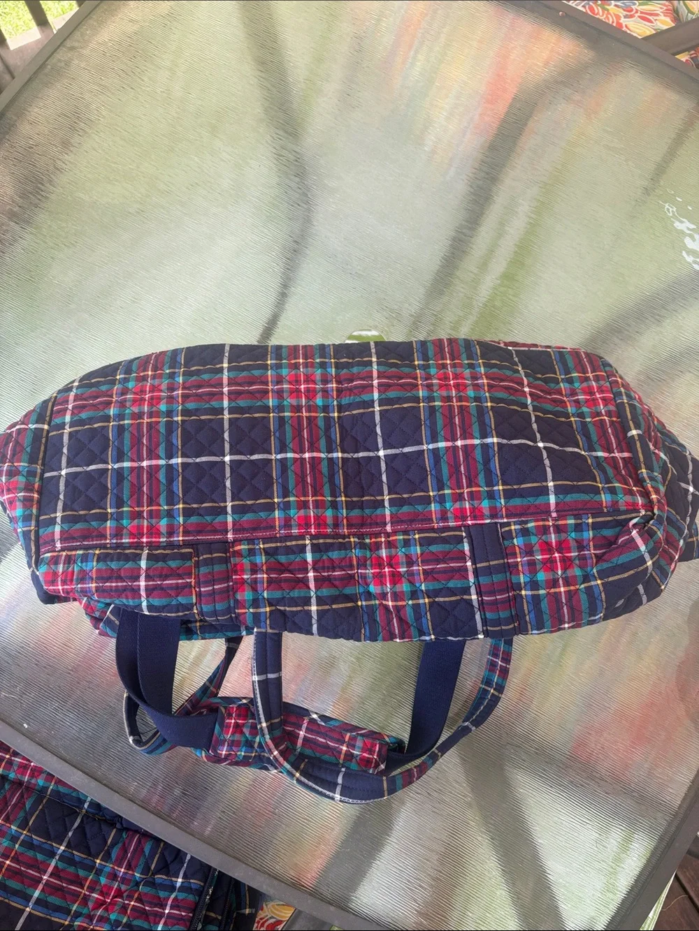 Vera Bradley Quilted Plaid Duffel Bag - Navy, Red & Teal